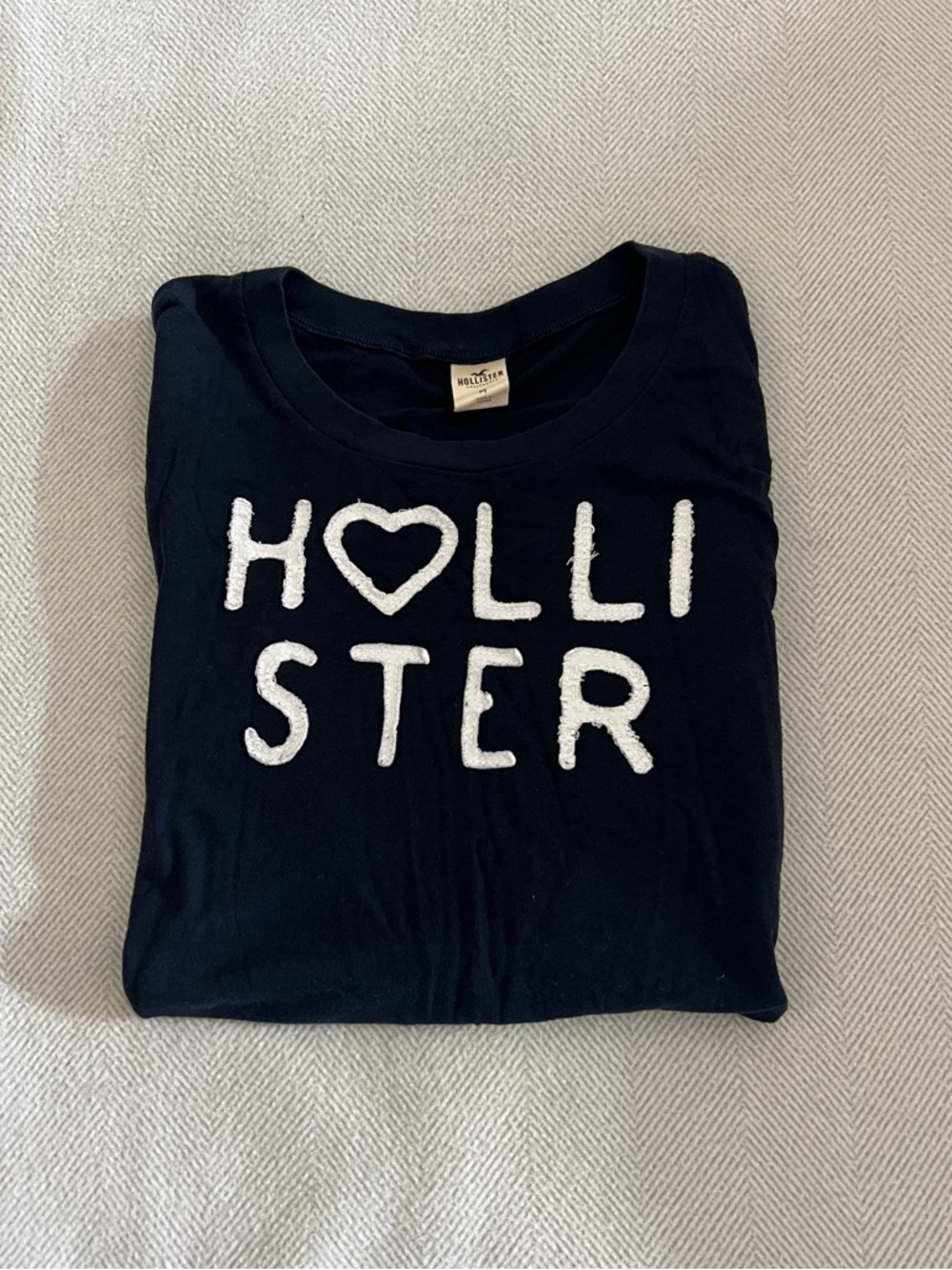 Hollister Navy Long Sleeve Tee with Logo